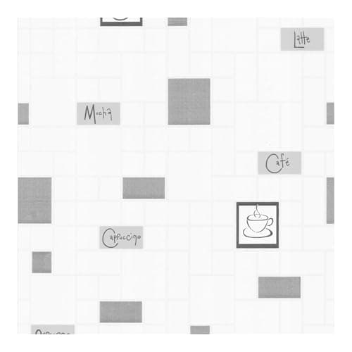 Image of Contour Cafe Culture Kitchen Grey/White Tiled Washable Typography Wallpaper | Paste the Wall | Grey Tile | Eco-Friendly