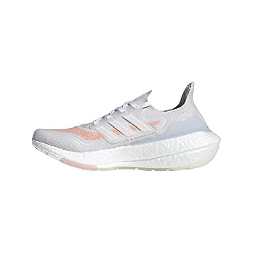 Image of adidas Women's Ultraboost 21 Running Shoes, Crystal White/White/Glow Pink, 5.5