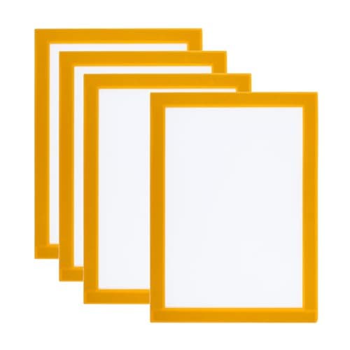 Image of PATIKIL 6x8 Magnetic Picture Frame, 4pcs A5 Magnetic Frame Magnetic Photo Frames Self-Adhesive Reusable for Refrigerator Window Wall, Yellow