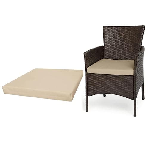 Image of A ATH COLLECTION Rattan Seat Pads Cushion Pad Indoors Outdoors 100% Water Resistant Garden Furniture Chair Pads Office Garden Patio Chair Cushions Seat Pad (47cm x 47cm x 5cm, Cream)
