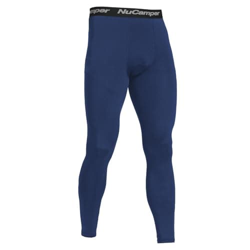 Image of NuCamper Men's Running Leggings,Compression Trousers Base Layer Sports Tights Leggings,Quick Dry Athletic Workout Fitness Basketball Gym Thermal Tight Pants Navy