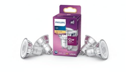 Image of Philips LED Light Bulb, GU10, 4.6W, 355 Lumens, Warm White 2700K, 36° Beam Angle – 4 Pack