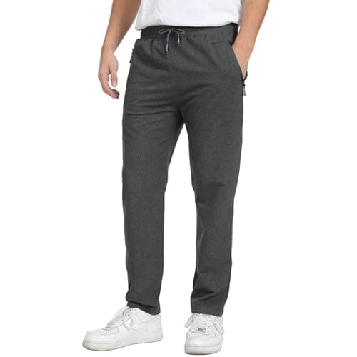 Image of JustSun Tracksuit Bottoms Mens Joggers Slim Fit Jogging Bottoms Sports Trousers Running Gym Sweatpants with Zip Pockets Cotton Darkgrey M