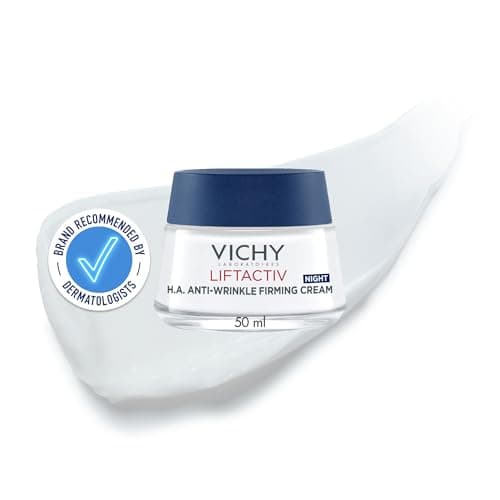 Image of Vichy Liftactiv Hyaluronic Acid Anti-Wrinkle Firming Night Cream, Soothes Sensitive Skin, Intensely Hydrating and Restoring Overnight Moisturiser, 50ml