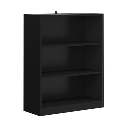Image of Panana Extra Large Bookcase, 5/6 Tier Wooden Cube Shelves Soild Wood Bookself Storage Organizer Display Shelf Free Standing Unit For Living Room Home Office (Black, 3 Tier)