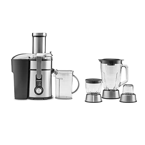 Image of Gastroback 60152 Design Multi Juicer Digital Plus, 1300W, 5 speed settings, 2L pulp container, incl. coffee grinder, chopper and blender attachments