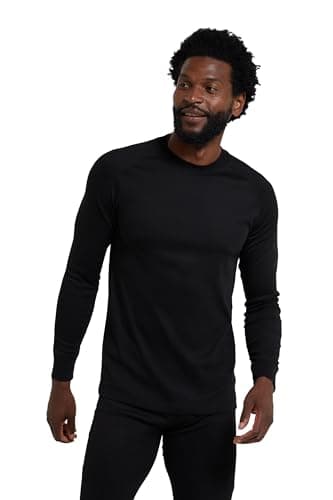 Image of Mountain Warehouse Talus Mens Thermal Baselayer Top - Quick Drying Jumper, Easy Care, Long Sleeves, Sweater, Breathable, Lightweight, High Wicking - Spring Summer Black (Round Neck) M