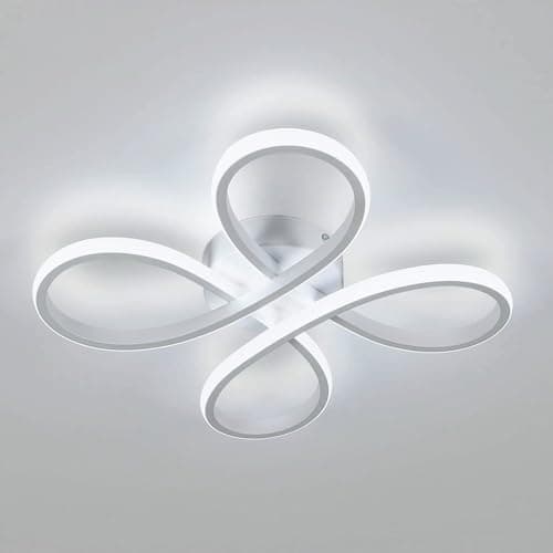 Image of SENQIU Modern LED Ceiling Light, 30W Creative Ceiling Lamp Fixture with Flower Design, 6500K Cool White Semi Flush Ceiling Lighting for Bedroom, Living Room, Dining Room, Kitchen, Corridor