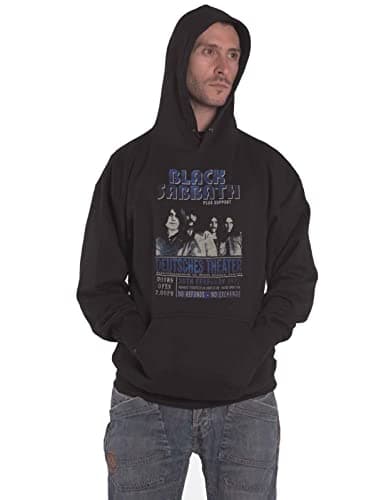 Image of Black Sabbath Hoodie Deutsches 1973 Band Logo Official Mens Black Pullover M