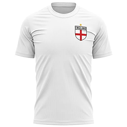 Image of England Shirts for Men - England Badge Retro T Shirt - Football Country European 2026 Supporters Red White Lion Tee Him - English Tournament Footy Soccer Top, L, White