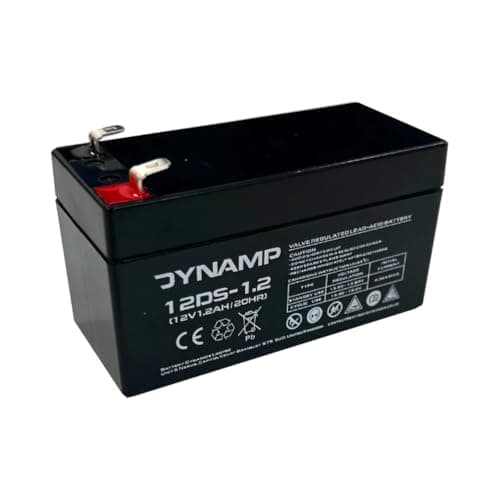 Image of Dynamp 12DS-1.2 12V 1.2Ah VRLA AGM Rechargeable Battery – Maintenance Free Sealed Lead Acid for Alarm Systems, Emergency Lighting, UPS, Toys & Security Equipment - 97 x 43 x 59mm