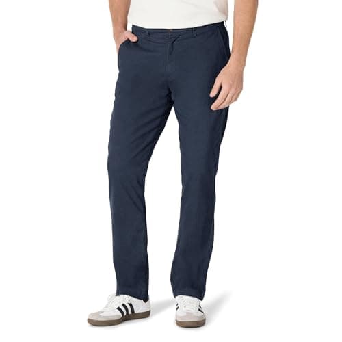 Image of Amazon Essentials Men's Athletic Fit Casual Stretch Chino Work Trousers (Available in Big & Tall), Dark Navy, 40W / 32L