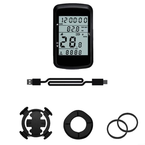 Image of SMZhomeone Wireless GPS Bike Computer with 24-Inch Screen, 28H Battery Life, Type-C Charging, 5-Star Positioning, Backlight, ABS Material, Black for Cycling(with extend mount)