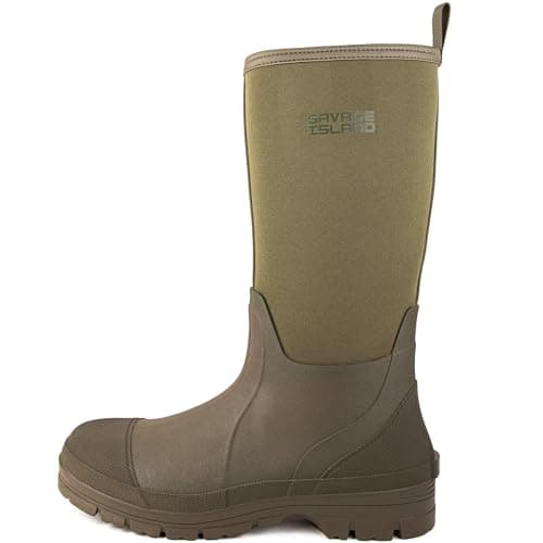 Image of Savage Island Arran Waterproof Neoprene Wellington Boots - Insulated Rubber Warm Wellies - Green, UK8