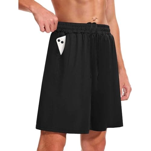 Image of InfiniZer Mens Gym Shorts with Pockets Breathable Sports Quick Dry Shorts Lightweight Running Short for Athletic Basketball Football Fitness (UK XXL, Black)
