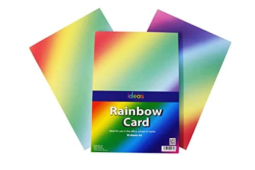 Image of Bright Ideas Rainbow Card. Sheet Size: A4 29.7cm x 21cm, Pack of 30 Sheets. 200gsm Stationery Paper and Cardstock for Arts and Crafts, Ideal for Schools, Home Crafting and Kids Scrapbooking. BI0172.