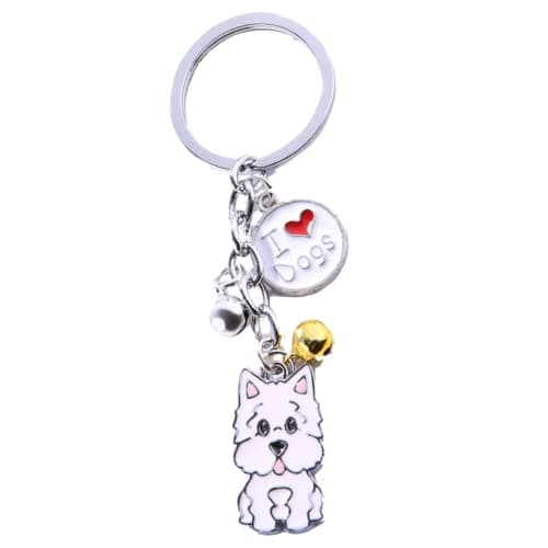 Image of EZB Adorable I Love Dogs Westie Puppy Keyring | Decorative Keychain Gift Idea for Dog Lovers | West Highland Terrier (White)