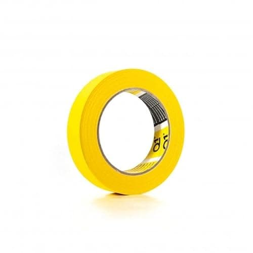 Image of 24mm x 50 Metre Q1 Painters Yellow Masking Tape Roll Painting & Decorating Premium masking for Car Body Spray Sharp Lines & No Paint Bleed with a rubber-base adhesive & 110°C Temperature Resistance