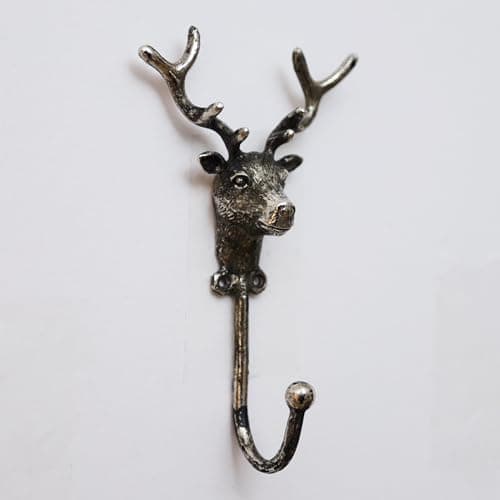 Image of Metal Single Vintage Bear, Fox, Reindeer Stag Head Wall Coat Key Storage Hanger Multi Purpose Hook (Stag Head)