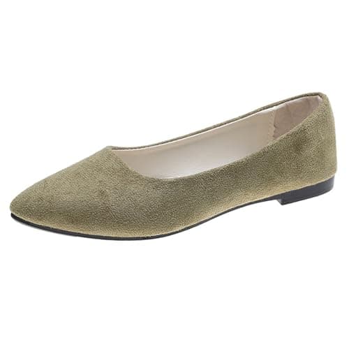 Image of Generisch Jack Shoes Womens Square Toe Wedding Shoes Womens Flat Size 8, Army Green, 9 UK