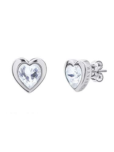Image of Ted Baker Han Crystal Heart Stud Earrings For Women (Silver/Crystal)