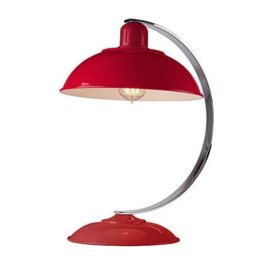 Image of Table Lamp - Curved Arm - Retro Style Office Light - Traffic Red - LED E27 60W Bulb