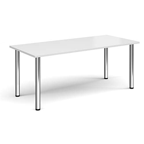 Image of Mr Office Rectangular radial leg meeting table - chrome legs, White, 1800