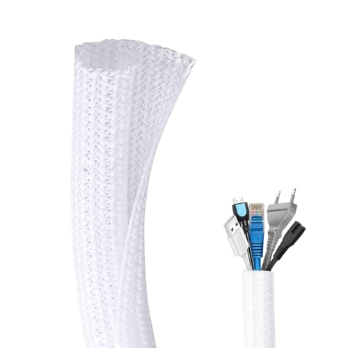 Image of Flintronic 10ft - 1/2 inch Cord Protector, Wire Loom Tubing, Cable Sleeve Split Sleeving, Cable Tidy Sleeve, Protect Pets From Chewing Cords For USB Cable Power Cord Audio Video Cable for Home,Office