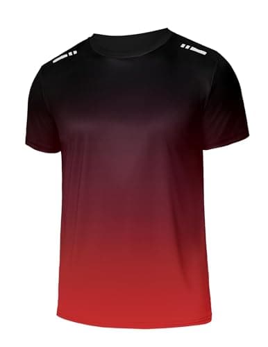 Image of PINSPARK Mens T-Shirts Gym Tops for Men Quick Dry Running Shirts Sport Athletic Top UPF 50+ Short Sleeve Moisture Wicking Workout T Shirt Red M