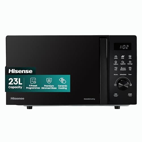 Image of Hisense H23MOBSD1HUK 23 Litre 800W electronic Microwave with Auto Defrost, Digital Display, Smart Cook, Multi level cooking and Easy Clean- Black