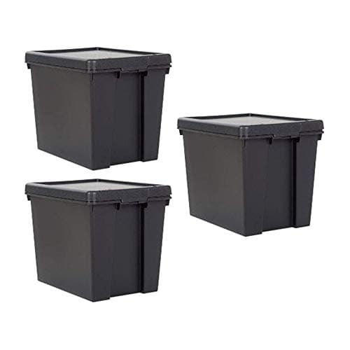 Image of Wham Bam 100% Recycled Super Strong Impact Resistant Black Re-Usable Storage Boxes With Lids 24 Litre 38.5 x 29 x 31.5cm (1 Box)