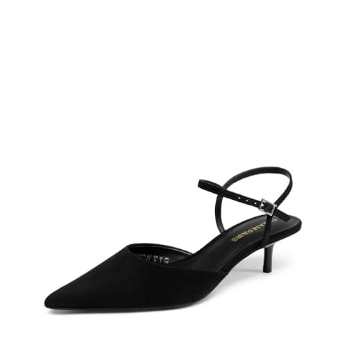 Image of DREAM PAIRS Kitten Heels for Women Pointed Closed Toe Low Stiletto Pumps Comfortable Dress Wedding Formal Shoes,Size 8,Black-Suede,SDPU26012W