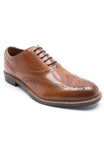 Image of Thomas Crick Men's 'Cardew' Brogue Formal Leather Shoes, Comfortable, Durable, Stylish, Classic Premium Leather Shoes with Classy Embroidered Upper (Black, Tan)