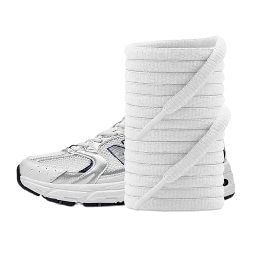 Image of UamGlsob Flat Oval Shoelaces for New Balance Sneakers, 6mm Thin Trainer Laces for Lace-Up Shoes and Running Shoes (White, 140cm)