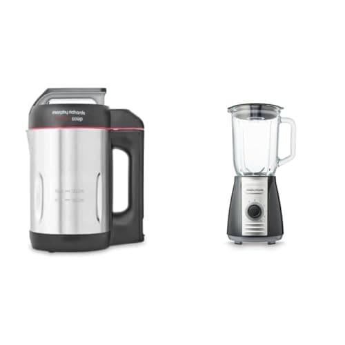 Image of Morphy Richards 1.6L Sauté & Soup Maker, 4 Settings, Pause Function, LED Control Panel & Total Control Glass Jug Blender with Ice Crusher Blades, 5 Speed Settings