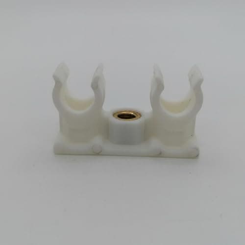 Image of 10 x Pipe Clips Double Pipe Holder Double White Pipe Fixing (with Thread Pipe Fastening, 10 mm)