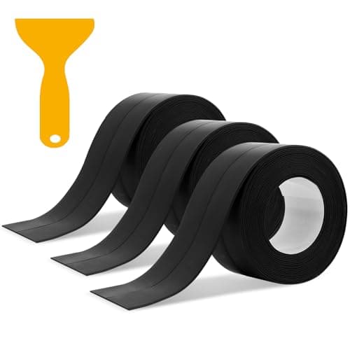 Image of Simple Waterproof Seal Tape for Bathroom Sealant Strip Self Adhesive for Kitchen Sinks, Bathtub, Worktop Edging - Black, 3.8cm x 3.2m, 3 Rolls
