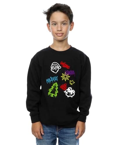 Image of Absolute Cult Christmas Boys Graffiti Icons Sweatshirt Black 9-11 Years
