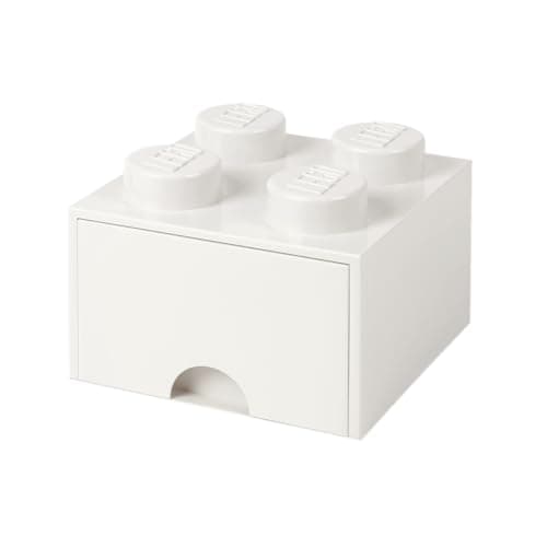 Image of LEGO Brick with 4 Knobs and 1 Drawer White - Storage Box for LEGO Toys Desk Drawers and Office Supplies Stackable Storage Box Home Decoration Toy Box