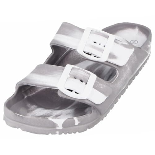 Image of Yinka Shoes Ladies Double Buckle EVA Sandals White/Grey Marble UK 6