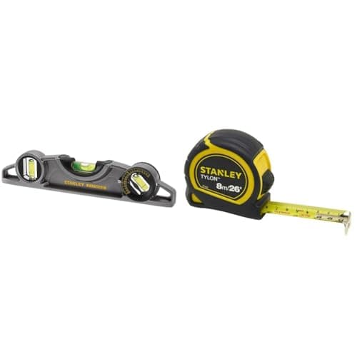Image of STANLEY FATMAX Xtreme Torpedo Level Heavy Duty Aluminium Body and Magnetic Base & Tylon 8m/26ft Pocket Tape Yellow/Black, 0-30-656