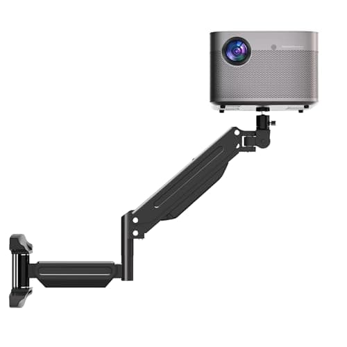 Image of suptek Projector Wall Mount, Foldable Gas Spring Arm, Adjustable Projector Wall Bracket Rotation 360°, Tilt 90°Down, Swivel 180° Arm With 1/4 Thread, WM18YTLB