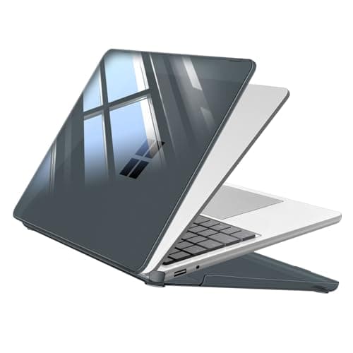Image of FINTIE Case for 13 Inch Microsoft Laptop (2025) Model 2095 - Ultra Slim Snap-on Hard Back Shell Full Corner Protection Clear Cover, Crystal Black