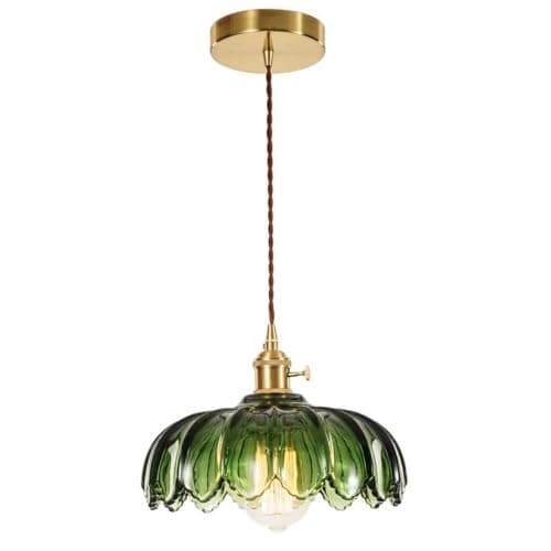 Image of XZHGCEE Glass Pendant Light Green Ceiling Light, Hanging Ceiling Lights Vintage Pendant Light, Pendant Lights for Kitchen Island Bedroom Hallway Study Room Coffee Bar