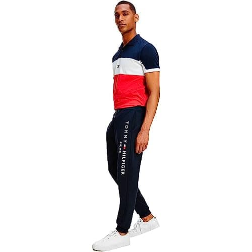 Image of Tommy Hilfiger Men Tommy Logo Sweatpant Track Pants Cotton, Blue (Desert Sky), L