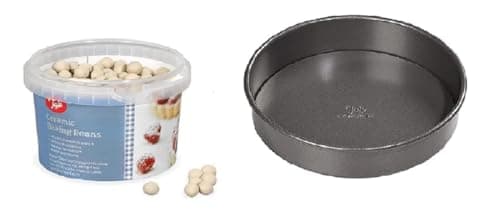 Image of Tala Ceramic Baking Beans - Reusable Heat Resistant Blind Weights - Oven Beads for Pies, Tarts, and Pastry Crusts - Baking Accessories - Approx. 700g + Tala Sandwich Tin