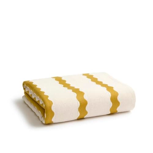 Image of Christy Take Away Beach Towel | 160 cm x 90 cm | Large 340 GSM| Sand Free | 100% Cotton |Ochre Yellow