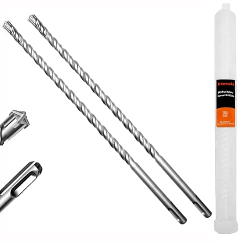 Image of Keewaki 2-Piece 12mm x 310mm SDS Plus Rotary Hammer Drill Bits Set, Cross Carbide Tip, Heavy Duty Masonry Drill Bits for Concrete, Brick Hammer Drill Bits - Concrete Drill Bit Set