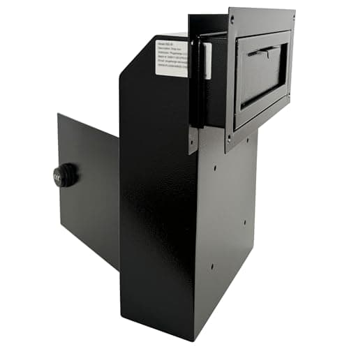 Image of Locking Door Drop Box with Combination Lock – Steel Mailbox with Rear Access, Mail Slot for Rent, Deposit, Night Key, and Mail – Through-Door Design Prevents Money Fishing, Durable Black