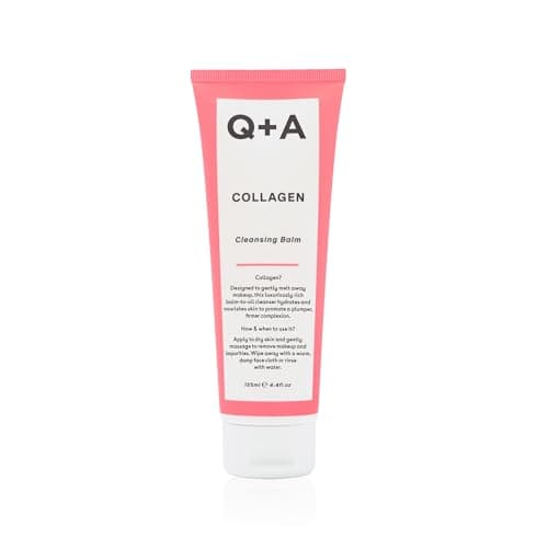 Image of Q+A Collagen Cleansing Balm (125ml), Balm-to-Oil Face Cleanser, Makeup Remover with Squalane and Coconut Oil, Hydrating and Nourishing Face Wash, Promotes Plump and Supple Skin, Vegan Skincare